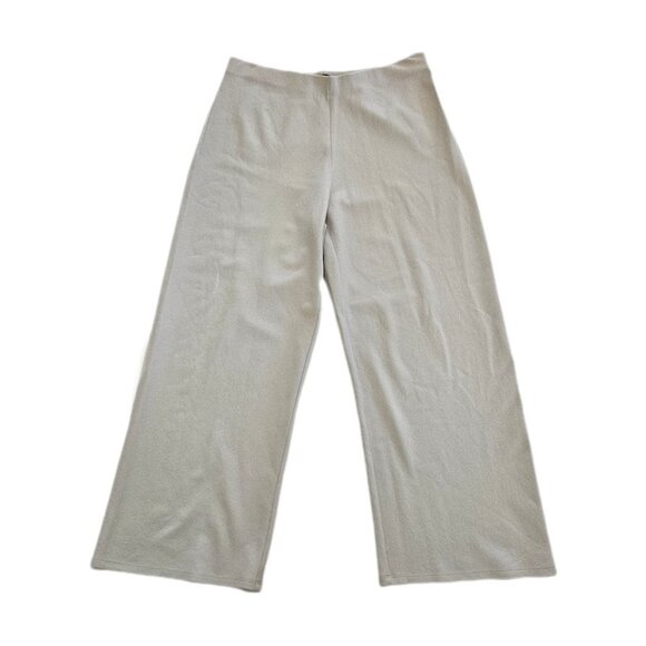 Eileen Fisher Felted Wool Jersey Wide Leg Long Pant Regenerative Wool Chalk L - Picture 3 of 12